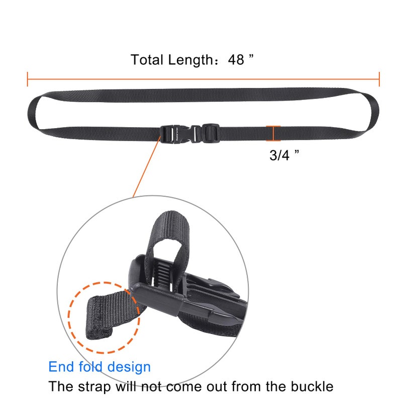 Masterwise Buckle Straps with Clips, Adjustable Nylon Straps with Buckle, Black 4 Pack (4â€˜x0.75â€œ) - Image 3