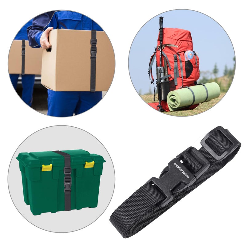 Masterwise Buckle Straps with Clips, Adjustable Nylon Straps with Buckle, Black 4 Pack (4â€˜x0.75â€œ) - Image 5