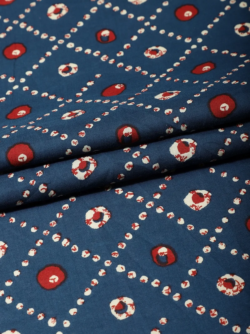 أيه كيه إس Indigo Blue Bandhani-Style Fabric for Crafting