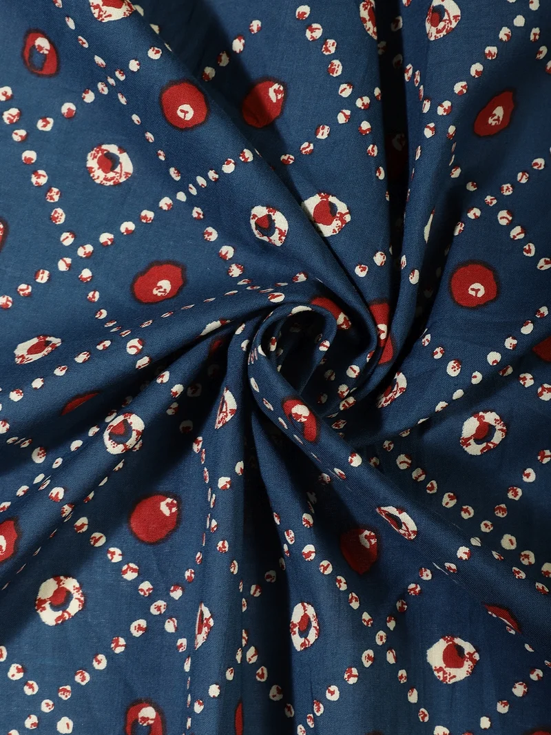 أيه كيه إس Indigo Blue Bandhani-Style Fabric for Crafting