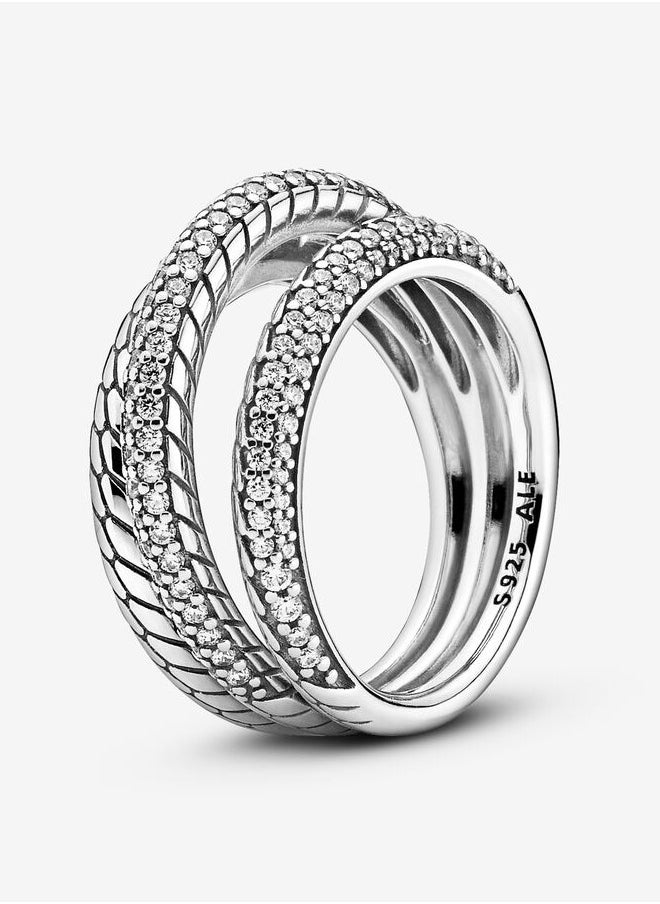 Pandora Violet - Pandora three-ring pavé snake bone chain ring - Image 1