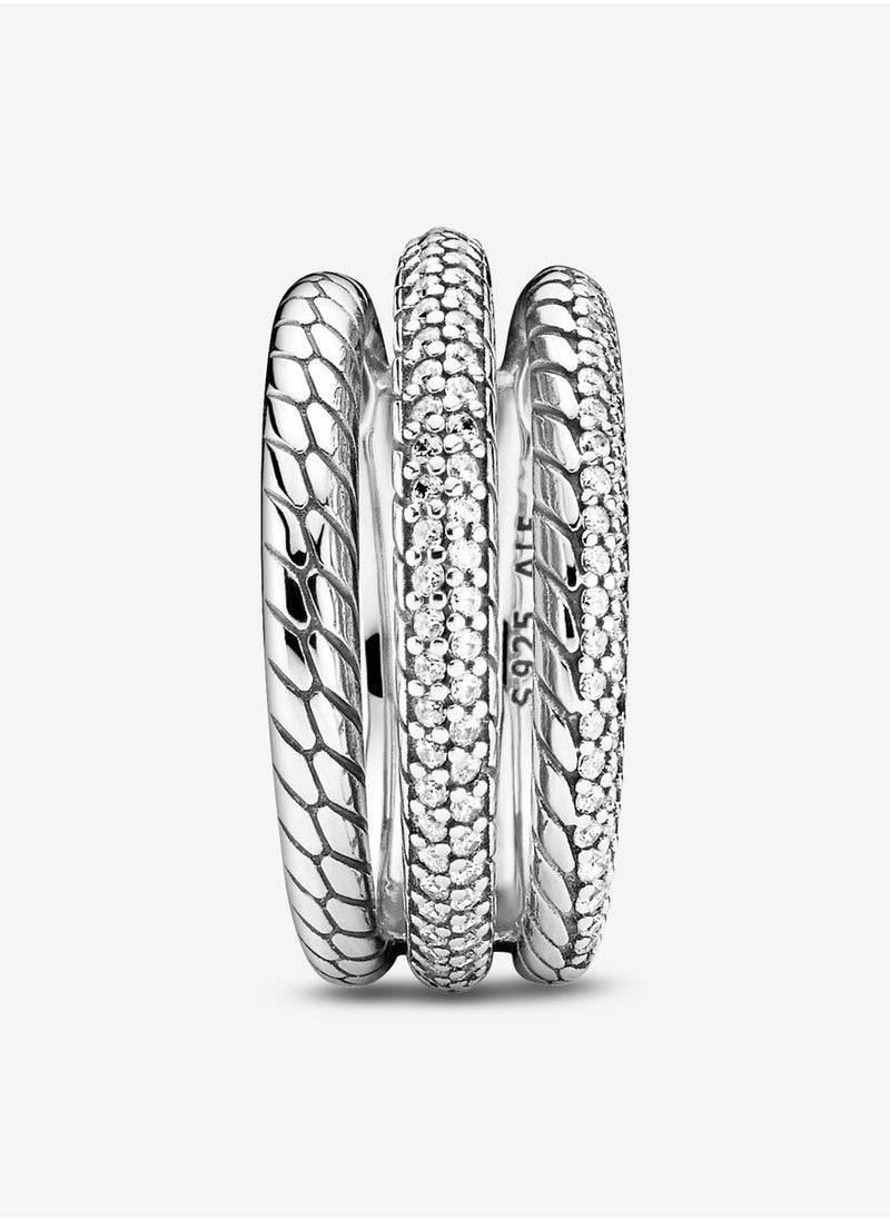Pandora Violet - Pandora three-ring pavé snake bone chain ring - Image 1