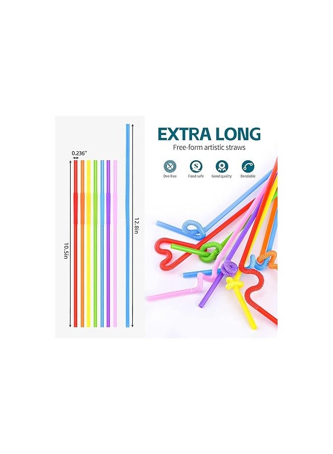 Risen 200 Pcs of Colorful Plastic Modeling Straws – Bendable, Extendable, Disposable, Safe, and Decorative Drinking Straws - Image 3