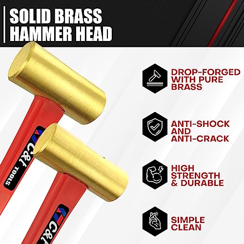 ct C&T 3-Piece Hammer Set, Jacketed Fiberglass Solid Brass Non-Sparking Hammers, 16, 24, 32oz, Non-Marring - Image 4