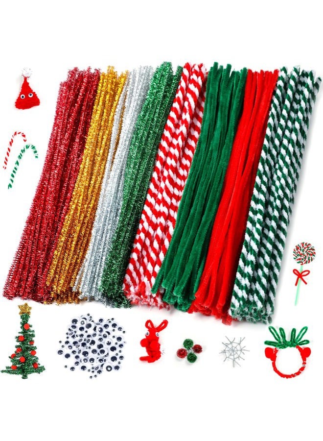 CVNDKN 320 Pieces Christmas Pipe Cleaners Craft in 8 Colors Chenille Stems for Home and School DIY Art Crafts.Suitable for Christmas or Daily Decoration.(0.23 x 11.8 Inches) - Image 1