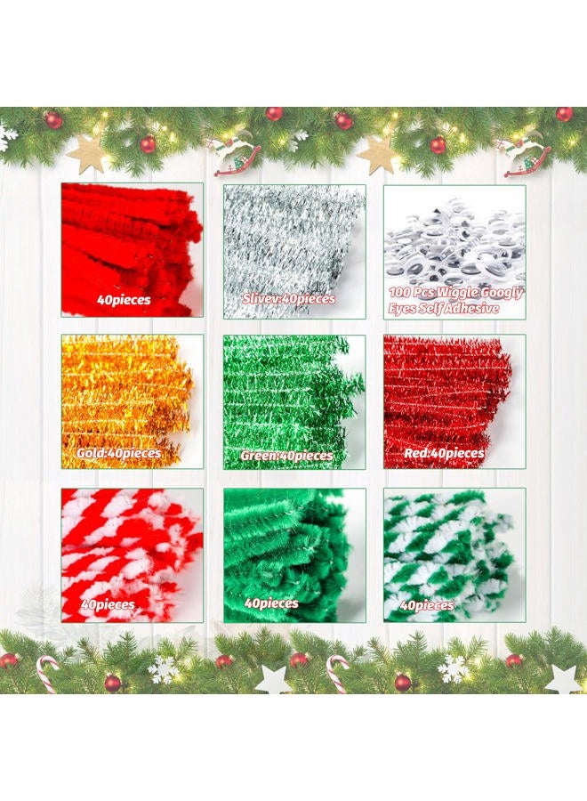 CVNDKN 320 Pieces Christmas Pipe Cleaners Craft in 8 Colors Chenille Stems for Home and School DIY Art Crafts.Suitable for Christmas or Daily Decoration.(0.23 x 11.8 Inches) - Image 3