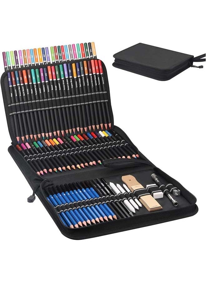 L&E 96 Pack Drawing Set Sketching Kit,include 72 Colored Pencils and 12pcs Sketching Pencils,Art Supplies for Drawing,Sketching and Coloring,Ideal for Beginner,Artists and Adults  - Image 1
