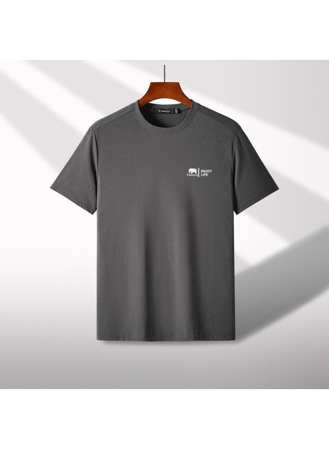 Fomoce mountain-inspired Printed Round Neck T-shirt - Summer Fashion Sportswear For Outdoor Menswear - Image 3