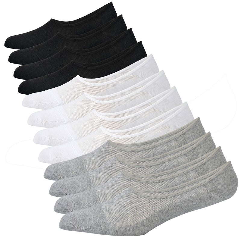 JORMATT 6 Pairs Mens Women Genuine No Show Socks Boys Sneaker Shoes Mesh Knit Low Cut Athletic Cotton Socks Non Slip, Men Shoe size 13-15