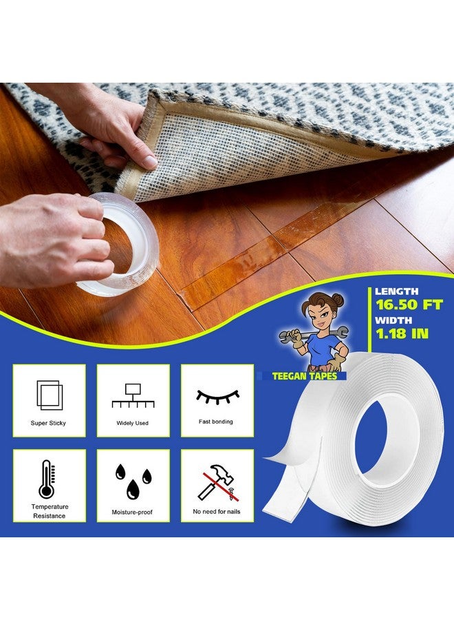 Gaffer Power Space Tape | Strong Double Sided Tape Heavy Duty | Nano Double Sided Adhesive Clear Tape | Double Sided Tape For Crafts | Two Sided Tape For Walls Removable | Carpet Tape Double Sided | 16 Ft - Image 3