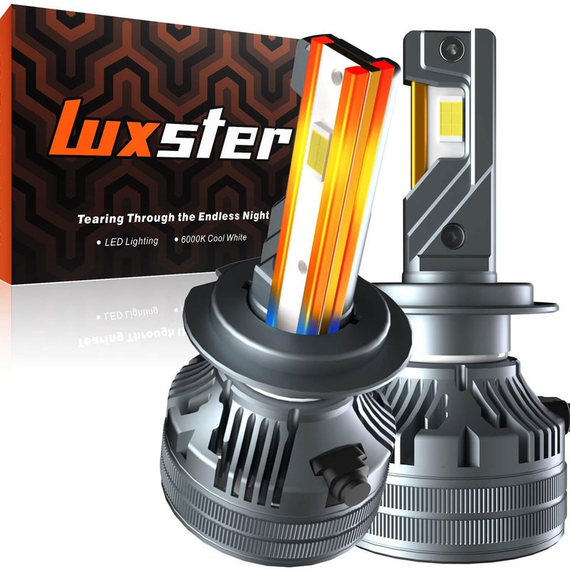 LUXSTER Punisher H7 LED Bulbs 40000LM Ultra Bright Triple Copper Pipes Cooling TechUnique PlugNPlay Installation 6000K Pure White IP68 Waterproof Pack of 2
