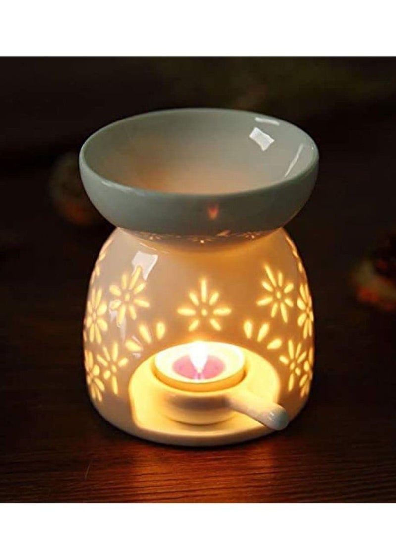NIBEMINENT Ceramic Aroma Burner Diffuser with Candle Holder  - Image 4