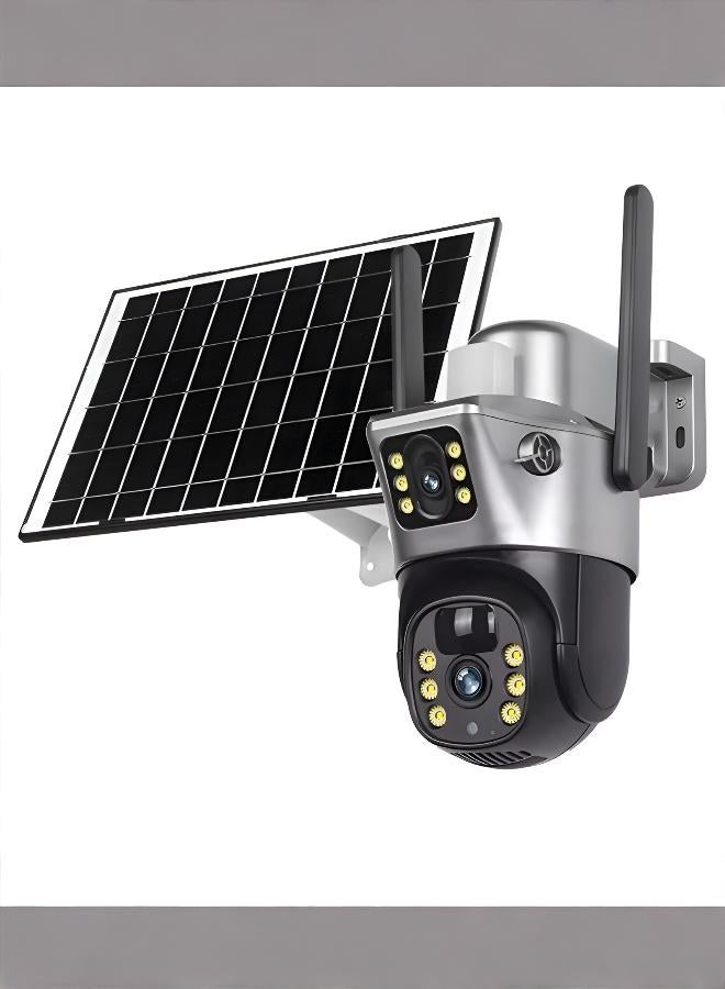 كاميرا مراقبة ذات عدسة مزدوجة عالية الدقة تعمل بالطاقة الشمسية - Image 1