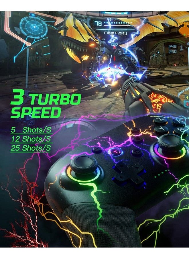VOYEE - Wireless Controllers Compatible With Switch/Switch Lite/Switch Oled/Windows/Ios/Android Rgb Lightning Programmable Wireles Pro Controller With One Key Pairing Wake Up Turbo Motion Vibration - Image 1