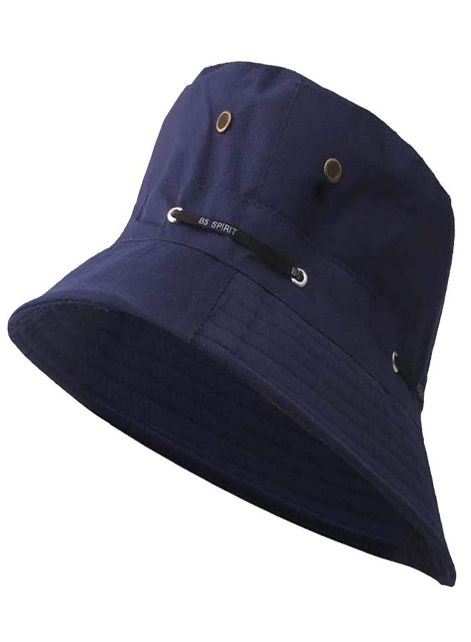 Missby® Women's Cotton Adjustable IMP Packable Beach Bucket Sunhat (Navy Blue) - Image 2