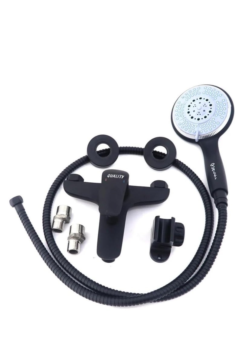 Luxury black shower mixer set – elegant modern design, rust-resistant, featuring a large shower head with equal water distribution technology – perfect for modern bathrooms. - Image 3