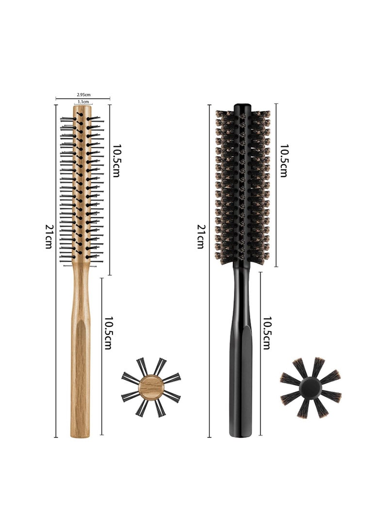 Excefore - 2 Pieces Thick Round Hair Comb Bristle Round Hair Brush Blow Drying Hairbrush Small Brush Short Hair Massage Comb Head Massage Round Brush Roll Hairbrush for Wet or Dry Hair - Image 1