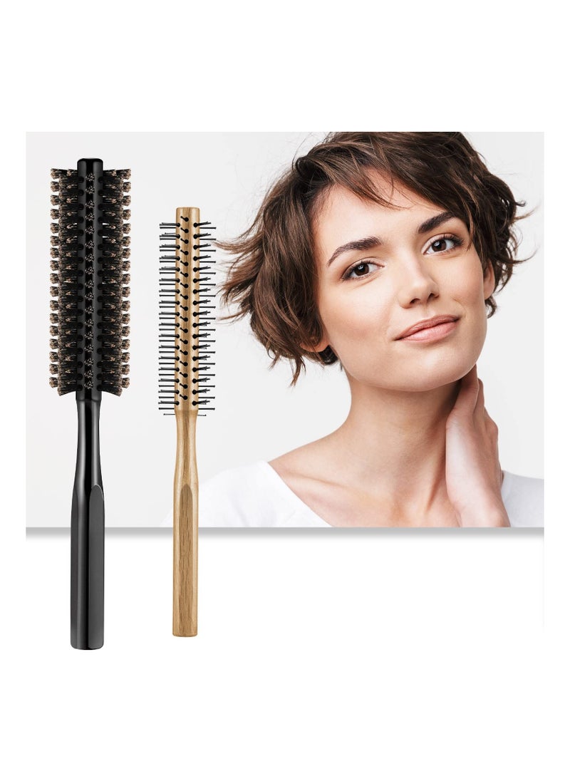 Excefore - 2 Pieces Thick Round Hair Comb Bristle Round Hair Brush Blow Drying Hairbrush Small Brush Short Hair Massage Comb Head Massage Round Brush Roll Hairbrush for Wet or Dry Hair - Image 1