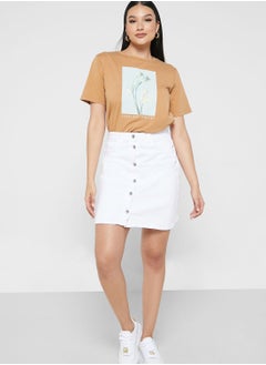 Button Detail Skirt