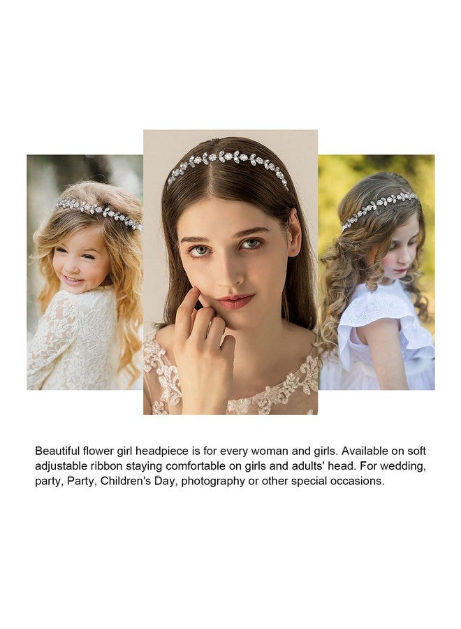 ووفوووفو غطاء رأس فتاة الزهور للفتيات والمراهقات والنساء، عصابة رأس من الكريستال، تاج الزهور، عصابات شعر، عروس المناولة، تاج الزفاف، إكسسوارات الشعر - Image 3