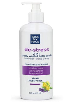 Kiss My face Destress 2In1 Body Wash & Bath Soak Lavender + Ylang Ylang Vegan Body Wash 16 Oz Bottle With Pump (Lavender & Ylang Ylang Pack Of 1)  - Image 2
