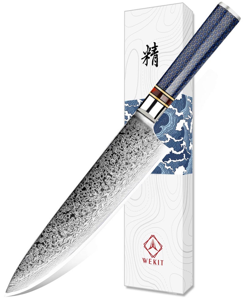 WeKit Chef Knife 8 Inch Damascus Chefs Knife Japanese VG10 Kitchen Knife Sharpest 67Layer High Carbon Stainless Steel knife Cooking Knife Meat Cutting Gyuto Chef Knife with Sheathtype 1