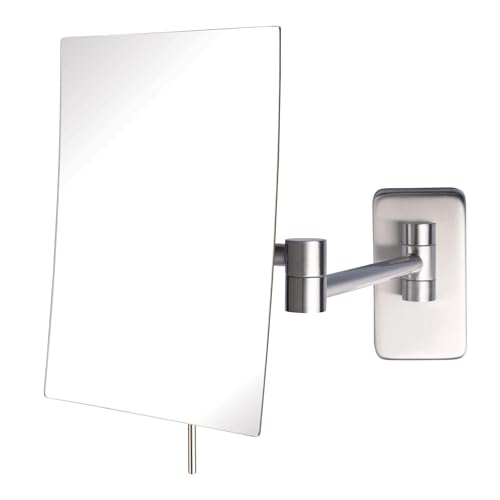 JERDON 8.75-Inch x 6.5-Inch Wall Mount Makeup Mirror - Personal Mirror with 5X Magnification & 14 inch Wall Extension - Nickel Wall Mount Arm - Model JRT695N - Image 1