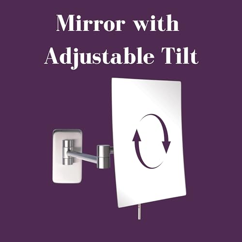 JERDON 8.75-Inch x 6.5-Inch Wall Mount Makeup Mirror - Personal Mirror with 5X Magnification & 14 inch Wall Extension - Nickel Wall Mount Arm - Model JRT695N - Image 5