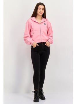 ESPRIT Women Hooded Embroidered Logo Long Sleeves Sweatshirt, Pink  - Image 2