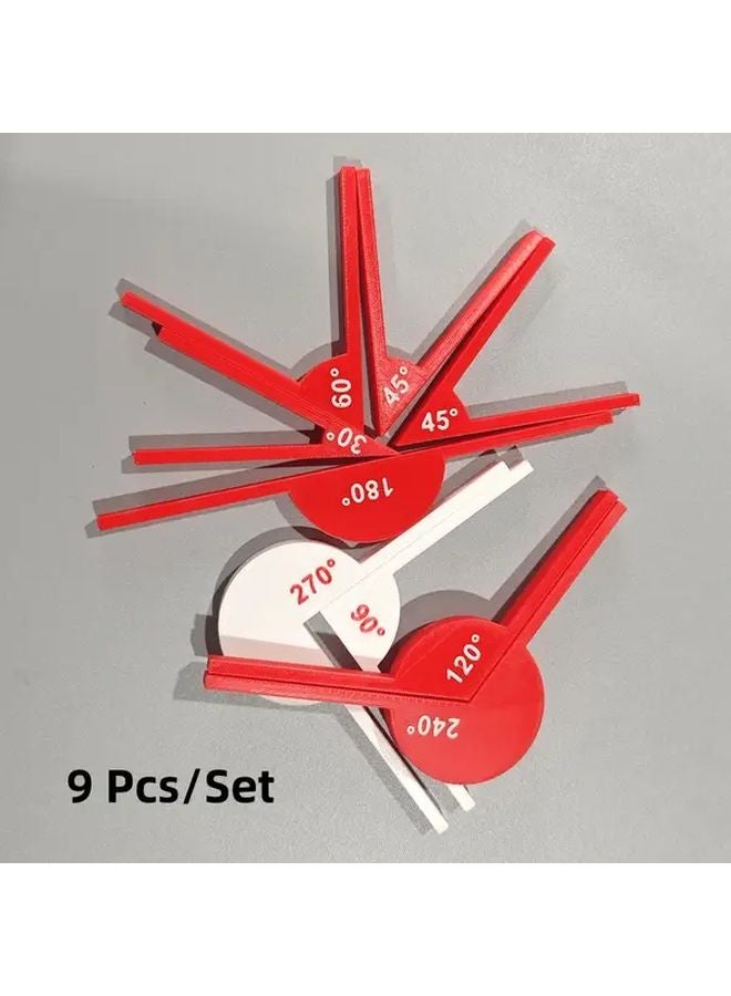 9 Pcs Math Angle Measurement Tool Set Geometry Teaching Aid for Learning - Image 1