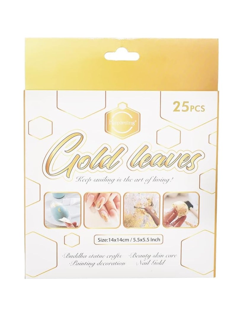 Keep Smiling Leaves Gold Foil Flakes for Resin - 25 sheets - No:SJB-0003G - Image 1