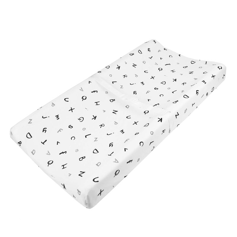 American Baby Company Printed 100% Cotton Knit Fitted Contoured Changing Table Pad Cover/Sheet - Compatible with Mika Micky Bassinet, Alphabet, for Boys and Girls - Image 1