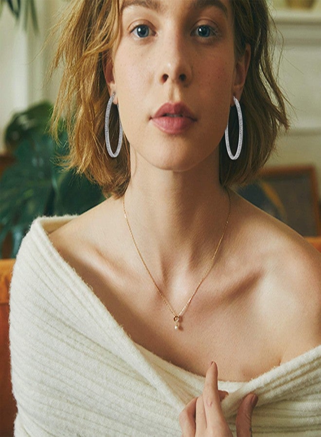 Jstyle Women's Stainless Steel Pierced Large Hoop Earrings with Rhinestone - Image 5