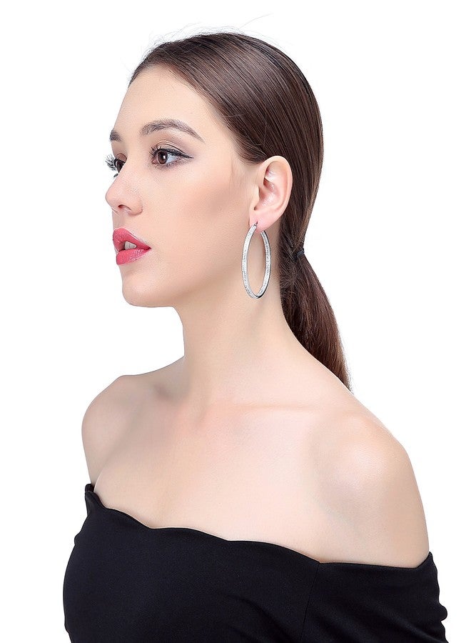 Jstyle Women's Stainless Steel Pierced Large Hoop Earrings with Rhinestone - Image 2