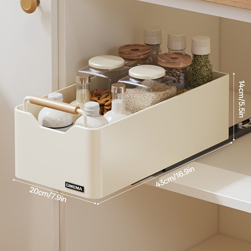1 Pull-Out Cabinet Organizer, Raised Kitchen Pull-Out Shelf, Metal Cabinet Organizer, Kitchen Storage Rack with Sliding Rails, Pull-Out Box - Image 1
