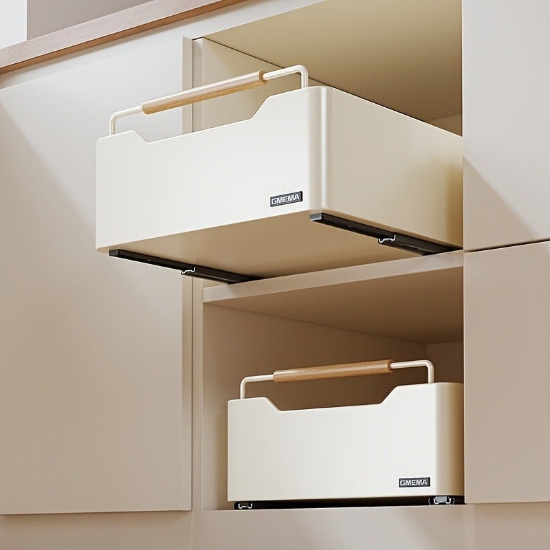 1 Pull-Out Cabinet Organizer, Raised Kitchen Pull-Out Shelf, Metal Cabinet Organizer, Kitchen Storage Rack with Sliding Rails, Pull-Out Box - Image 2