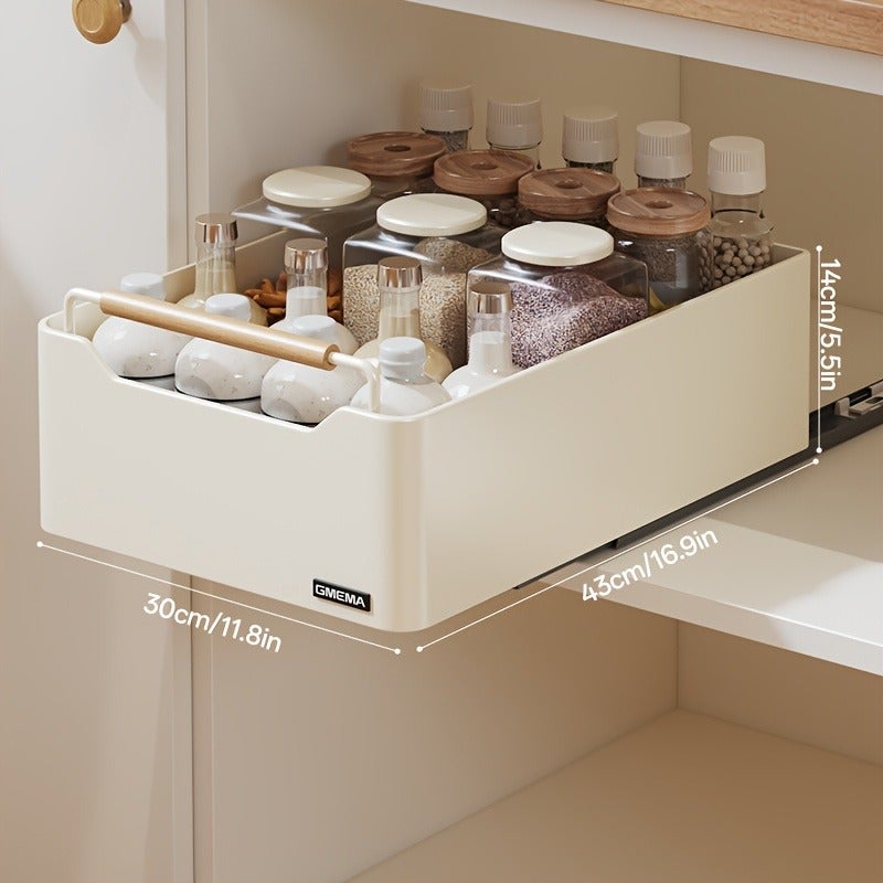 1 Pull-Out Cabinet Organizer, Raised Kitchen Pull-Out Shelf, Metal Cabinet Organizer, Kitchen Storage Rack with Sliding Rails, Pull-Out Box - Image 3