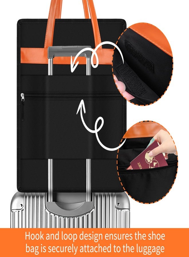 سيلفتك حقائب أحذية سيلف تيك للسفر بمقبض، حقيبة أحذية عائلية كبيرة الحجم ومقاومة للماء، مناسبة لحمل العديد من الأحذية، حقائب سفر للأحذية، مناسبة لمقبض الأمتعة (أسود) - Image 4