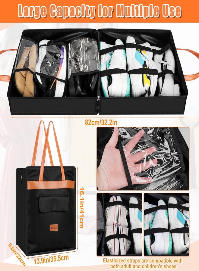 سيلفتك حقائب أحذية سيلف تيك للسفر بمقبض، حقيبة أحذية عائلية كبيرة الحجم ومقاومة للماء، مناسبة لحمل العديد من الأحذية، حقائب سفر للأحذية، مناسبة لمقبض الأمتعة (أسود) - Image 2