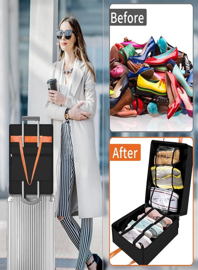 سيلفتك حقائب أحذية سيلف تيك للسفر بمقبض، حقيبة أحذية عائلية كبيرة الحجم ومقاومة للماء، مناسبة لحمل العديد من الأحذية، حقائب سفر للأحذية، مناسبة لمقبض الأمتعة (أسود) - Image 3