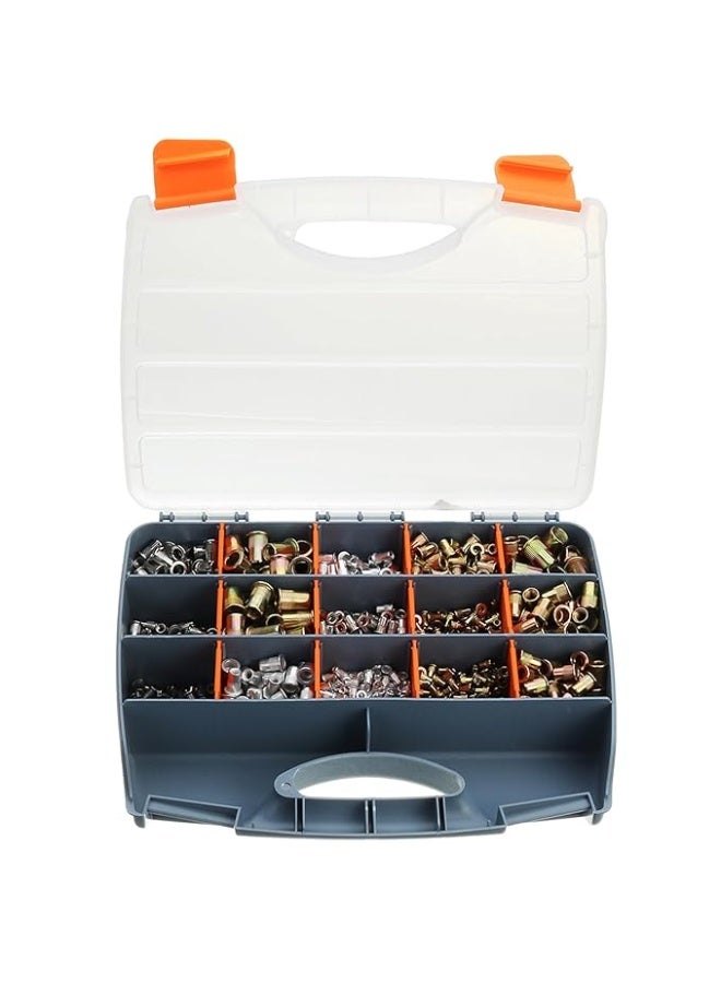 Plastic Storage Tool Box Organizer with Handle and Clear Lid – 15 Adjustable Compartments & 2 Fixed Sections for Screws, Nails, Nuts, Bolts - Image 4