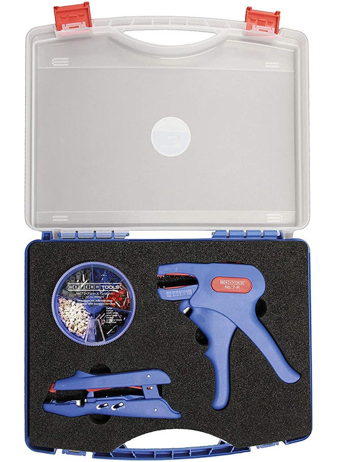 Weicon - Crimp Set Pro Tool  Case with 2 stripping tools & wire end ferrules  Duo-Crimp No. 300  Wire Stripper No. 7 Magic  Shaker with 400 wire ends (0.5-2.5 mm²) - Image 1