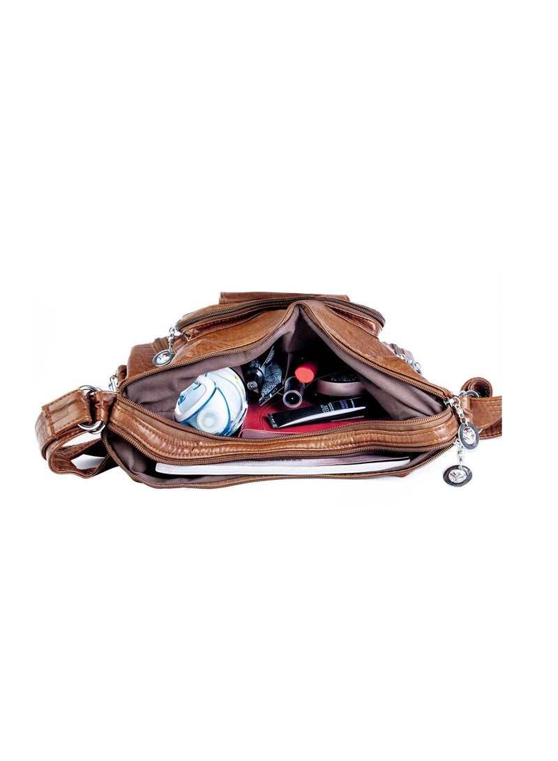 Women Hobo Handbags Soft Washed Leather Tote Shoulder Bag Multifunctional Messenger for Daily Commute Work Casual Outfits - Image 4
