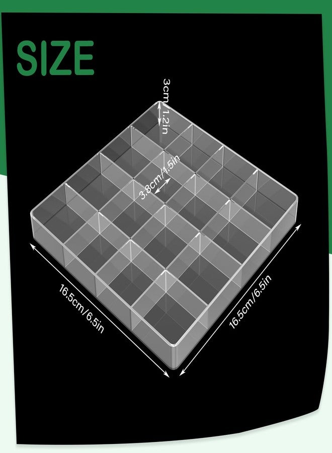 Hiyoo 4 PCS Stackable 16 Grids Jewelry Organizer Tray, Clear Earring Display Stand Ring Storage Tray Plastic Drawer Organizer for Makeup, Accessories, Desk, Vanity - Image 2