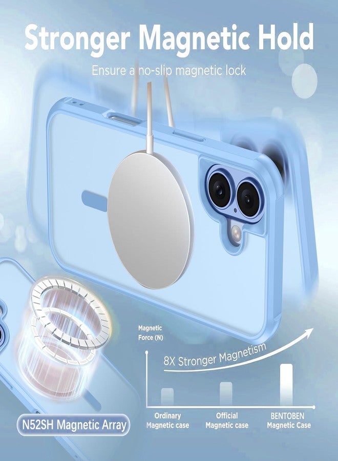 بنتوبين جراب BENTOBEN المغناطيسي لهاتف iPhone 17 (إصدار 2025) [متوافق مع Magsafe] جراب هاتف شفاف غير لامع لهاتف iPhone 17، نحيف، مقاوم للصدمات، شعار بارز، مناسب للرجال والنساء والفتيات والفتيان، لون أزرق ضبابي - Image 3