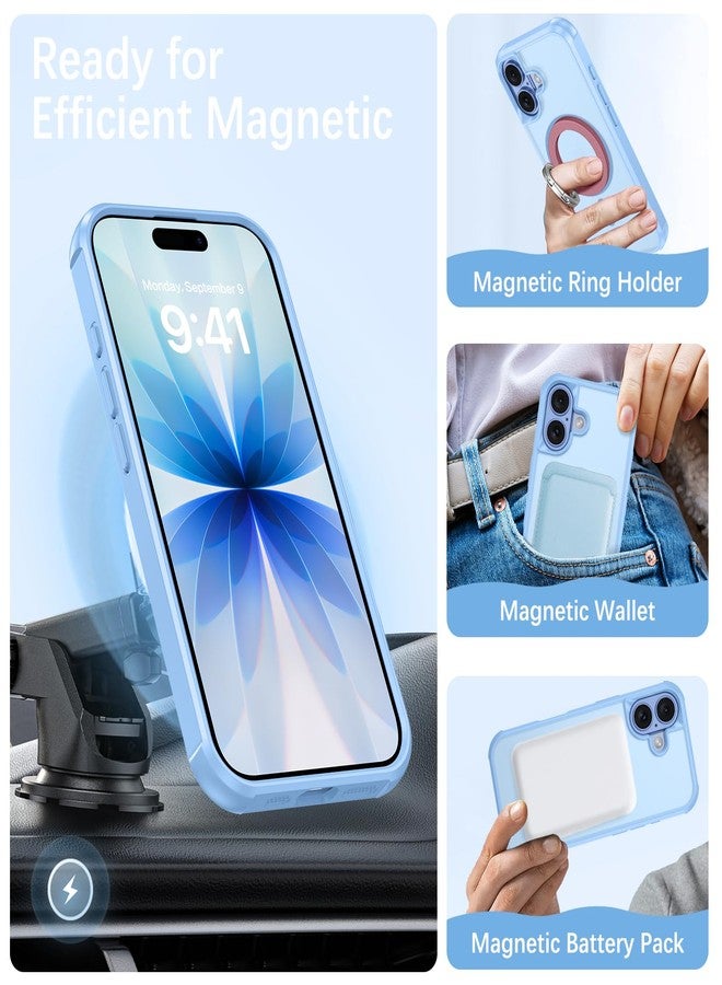 بنتوبين جراب BENTOBEN المغناطيسي لهاتف iPhone 17 (إصدار 2025) [متوافق مع Magsafe] جراب هاتف شفاف غير لامع لهاتف iPhone 17، نحيف، مقاوم للصدمات، شعار بارز، مناسب للرجال والنساء والفتيات والفتيان، لون أزرق ضبابي - Image 2