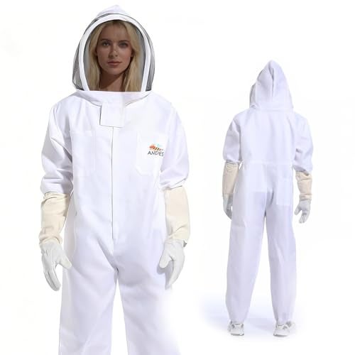 ANDES Bee Suit Beekeeping Suit for Men Women, Sting Proof Polycotton Beekeeper Suit Costume with Gloves, Full Protection Wasp Suit for Beekeeping & Halloween Use (S) - Image 1