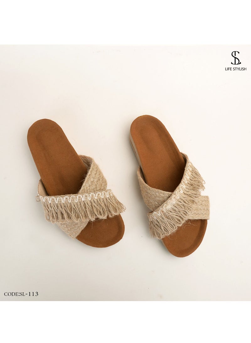 LIFESTYLISH - SL-113 Stylish Slipper In A Different Shape - Beige - Image 1