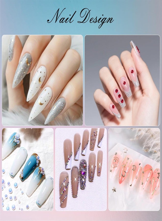 Artdone Nail Art Studs Kit, 6 boxes Multicolor And Design 3D Charms Pearls With 15 Sheets Gold Nail Stickers, Diamond Cute Nail Jewels For DIY Decoration with Pickup Tools - Image 4