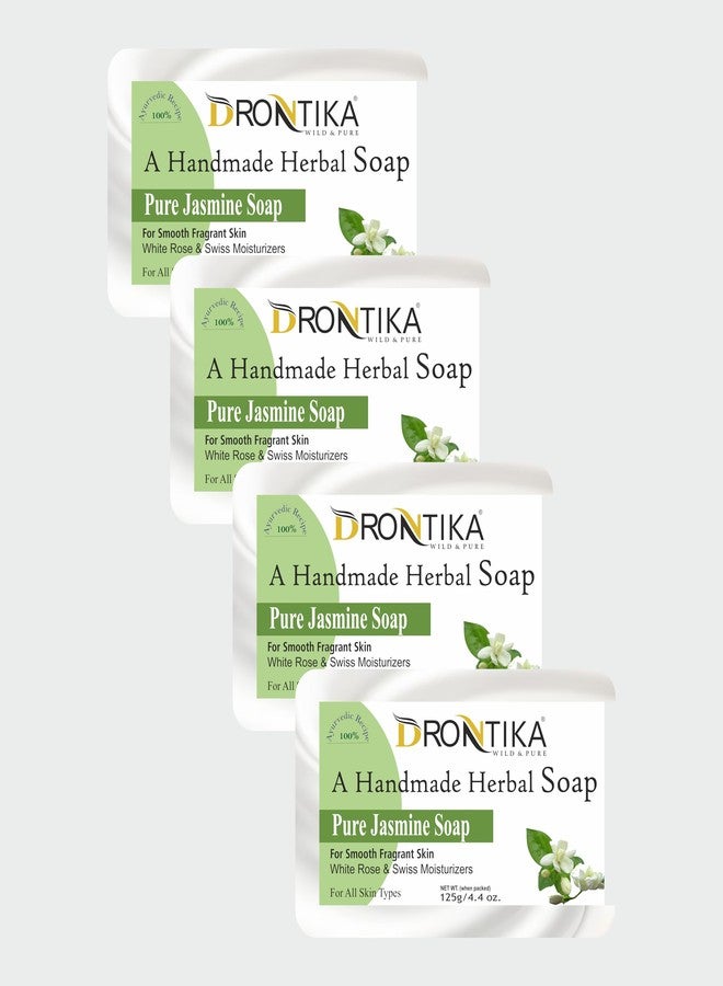 Drontika Natural Jasmine Soap, 125g|Herbal Bathing Soap for Healthy Skin|Natural soap with essential oils|Stress-relieving properties| Suitable for All Skin Types | Pack of 4 - Image 1